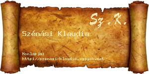 Szénási Klaudia névjegykártya